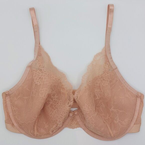 Soma Lightest Lift Lace Plunge Bra Size 36DD Nude Underwire Adjustable Straps - Picture 2 of 6